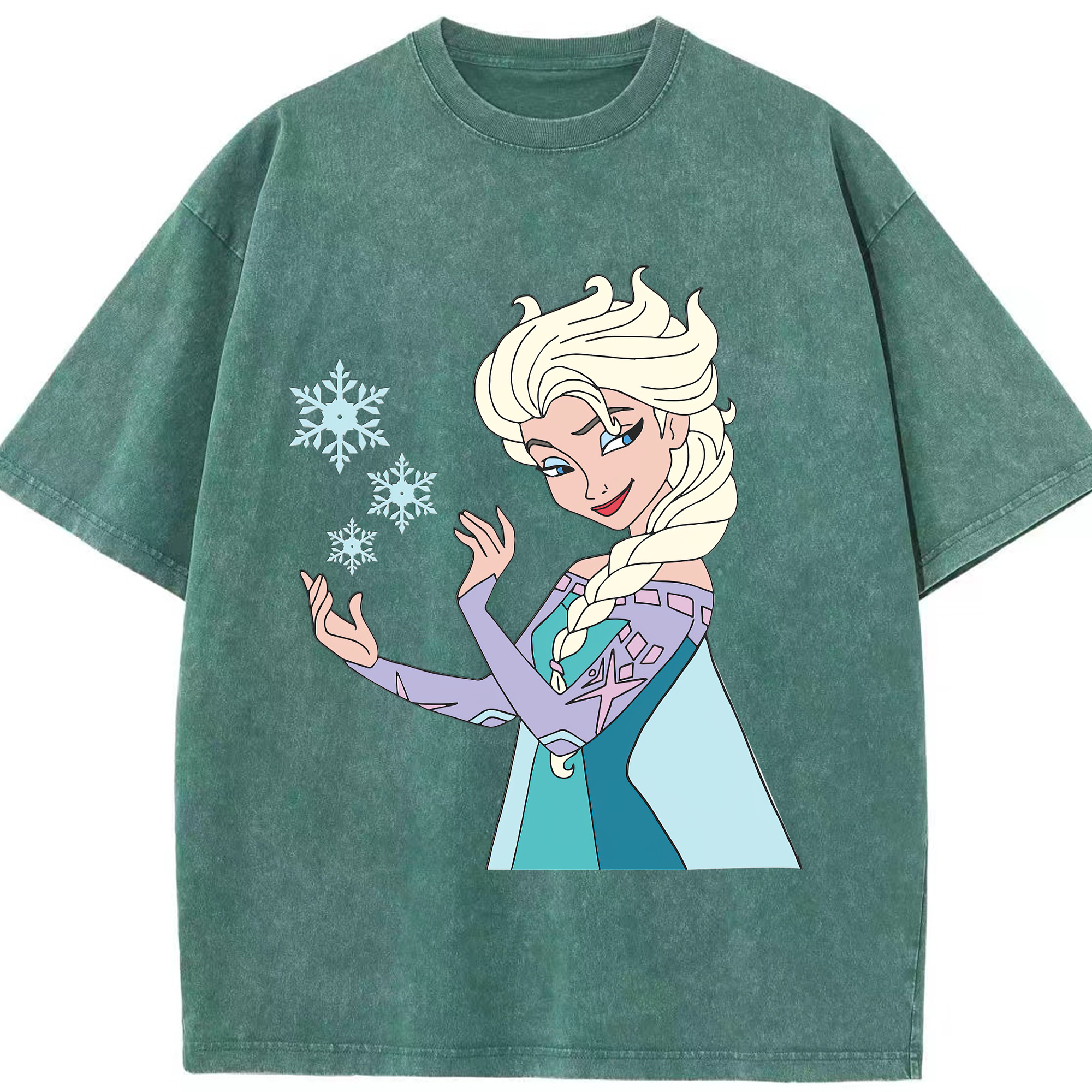 （画像用） アナと雪の女王 アンナ エルサ Frozen Anna Elsa 綿100% ヴィンテージ風 半袖Tシャツ（フロントプリント）